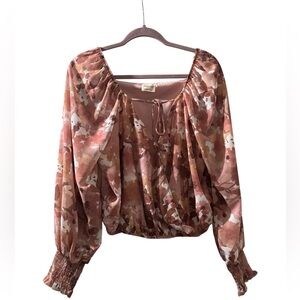 Peach Love California Pink Floral Blouse